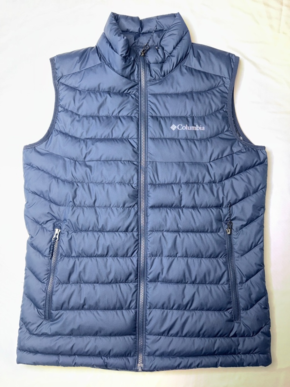 Columbia Omni-Heat Puffer Vest Navy Blue Medium Full Zip Insulated Thermal